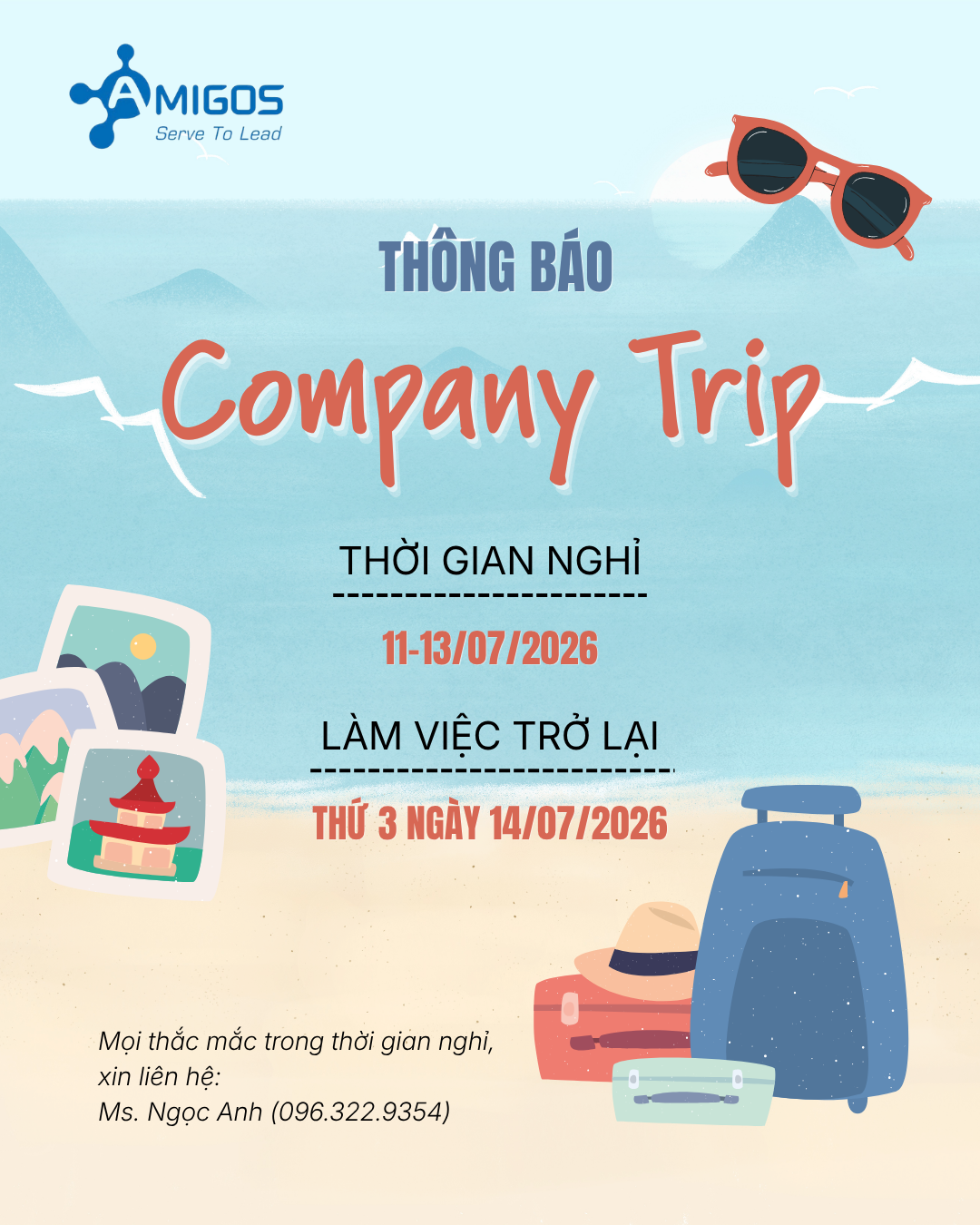 Thông báo lịch nghỉ Company trip 2026